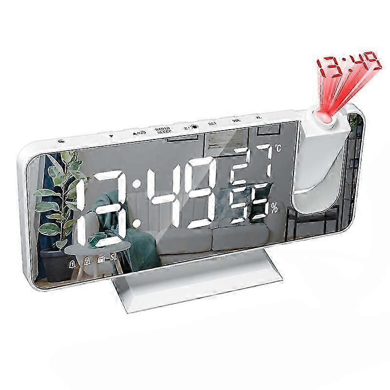 FM Radio LED Digital Smart Alarm Clock Watch Table Electronic Desktop Clocks USB Wake Up Clock with 180 Time Projector Snooze