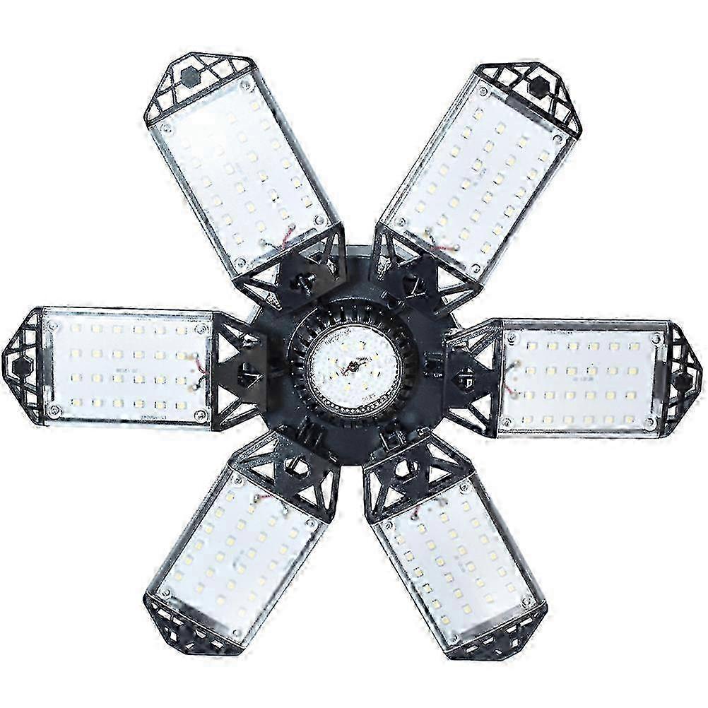 150W LED Folding Garage Ceiling Light with E27 Socket - Compact Awning Light in Black, Dimensions 32x32x10cm