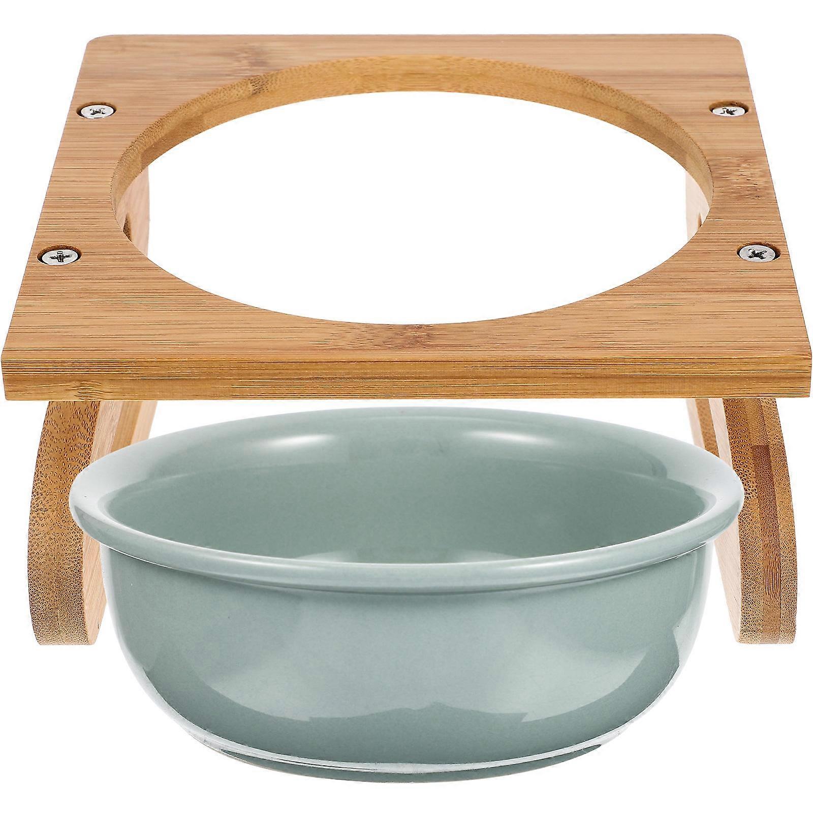 Tilted Ceramic Cat Bowl with Stand Elevated Feeding Dish for Cats and Kittens, Ergonomic Design for Comfortable Eating
