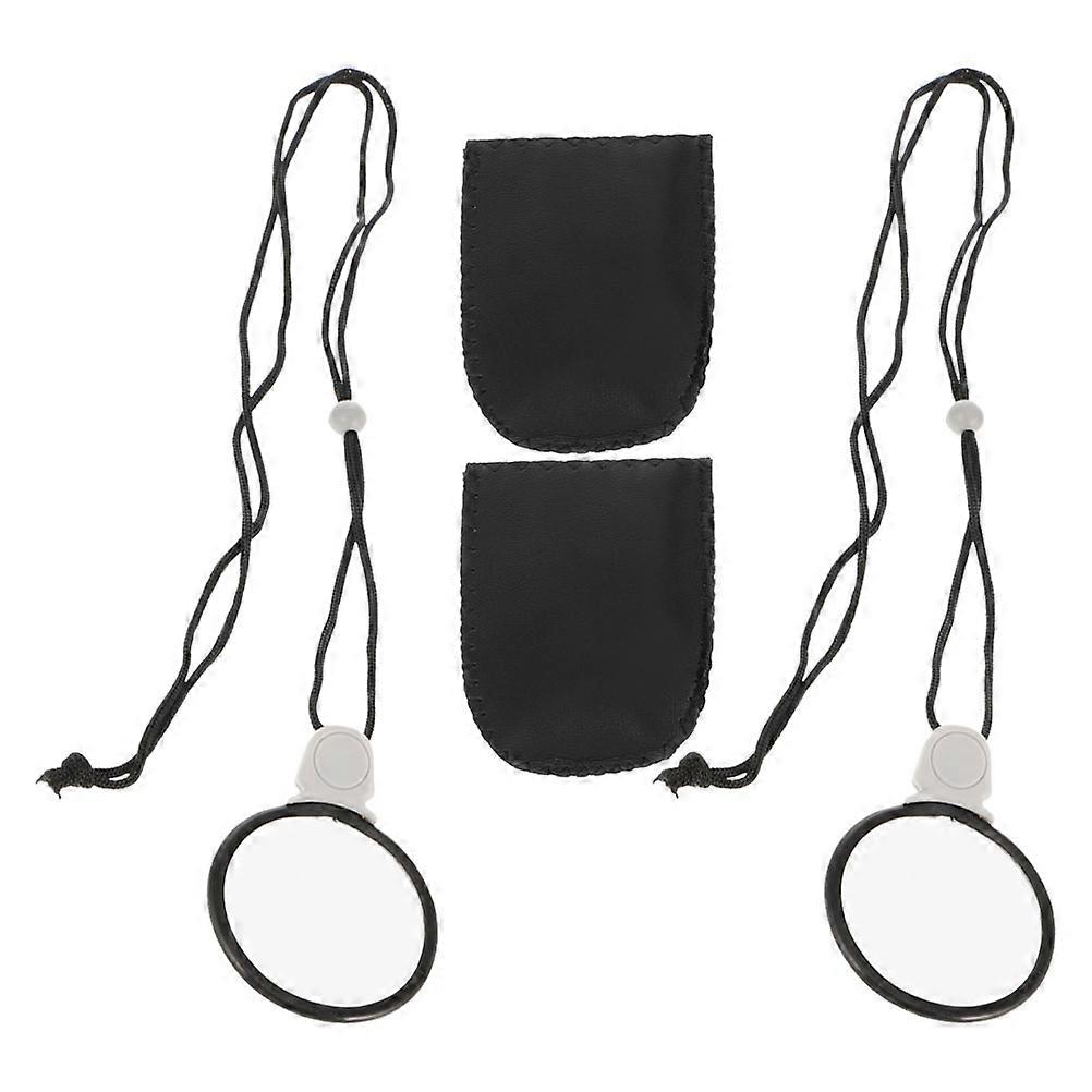 Portable Magnifying Glass Necklace with Clear Vision Plastic and Glass Lightweight for Home Use Multi Color 2 Pieces