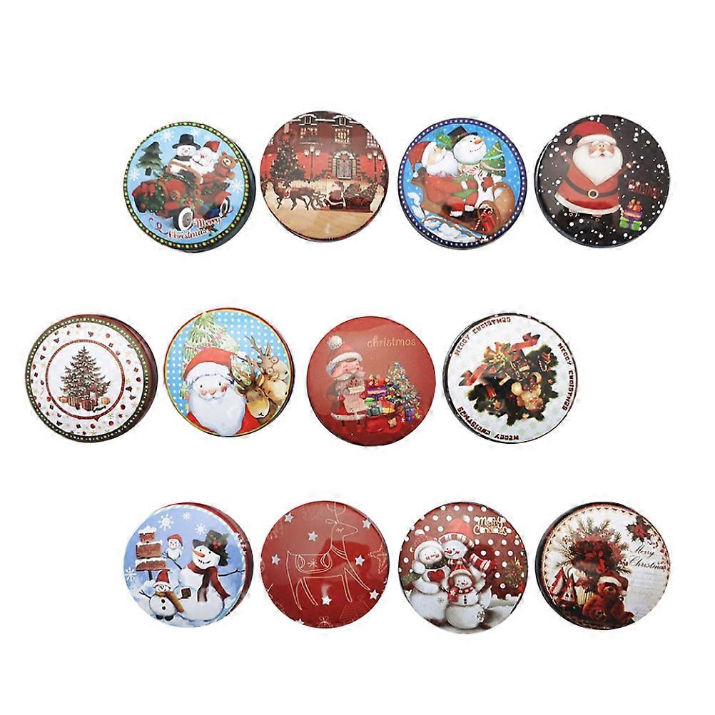 Mini Decorative Container Boxes Storage Tin Box Christmas Party Guests 12Pcs Round