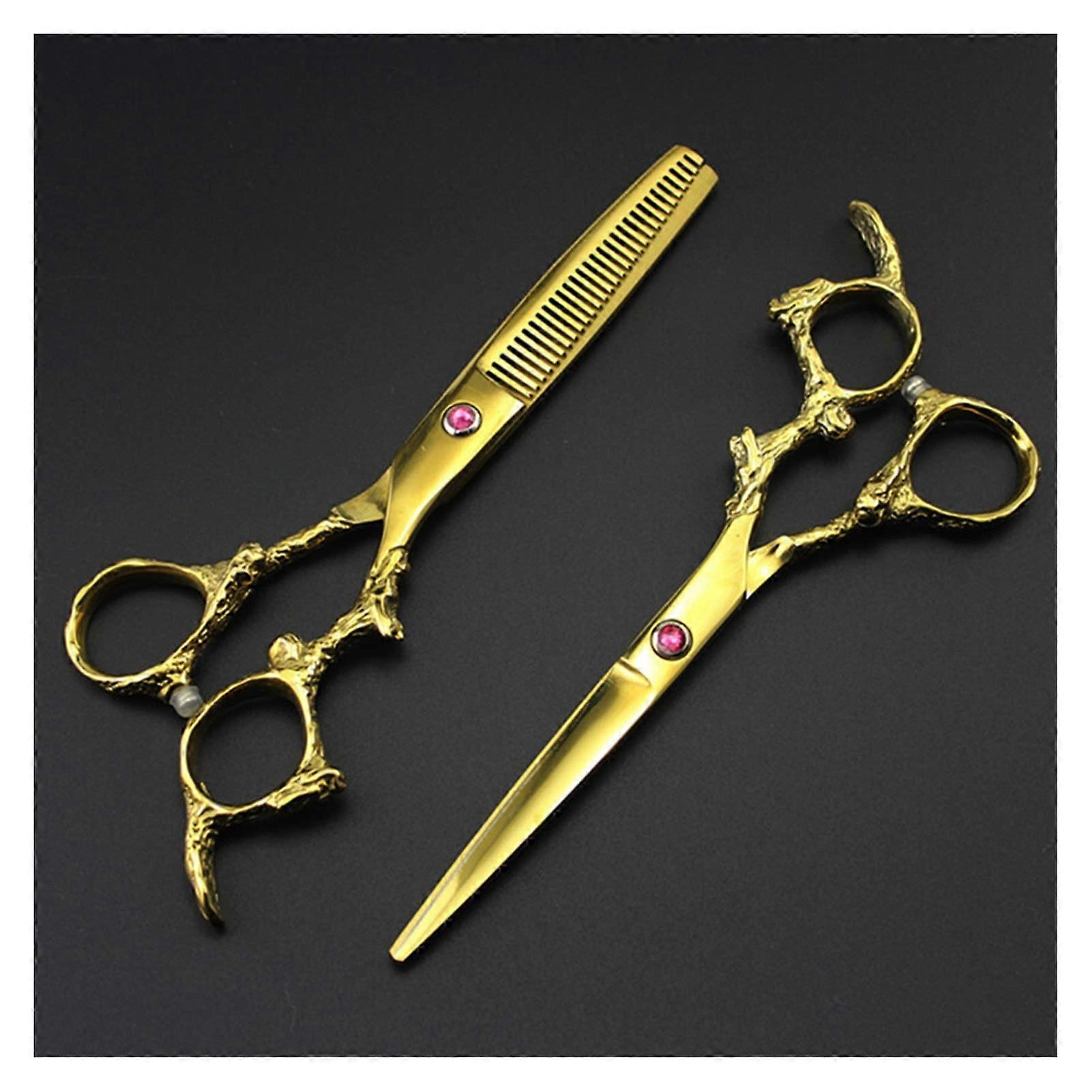 Professional 6Inch Hairdressing Scissors, Golden Dragon Handle, Thinning Scissors, Hair Cutting Scissors, Hairdressing Shears (Gold Set)