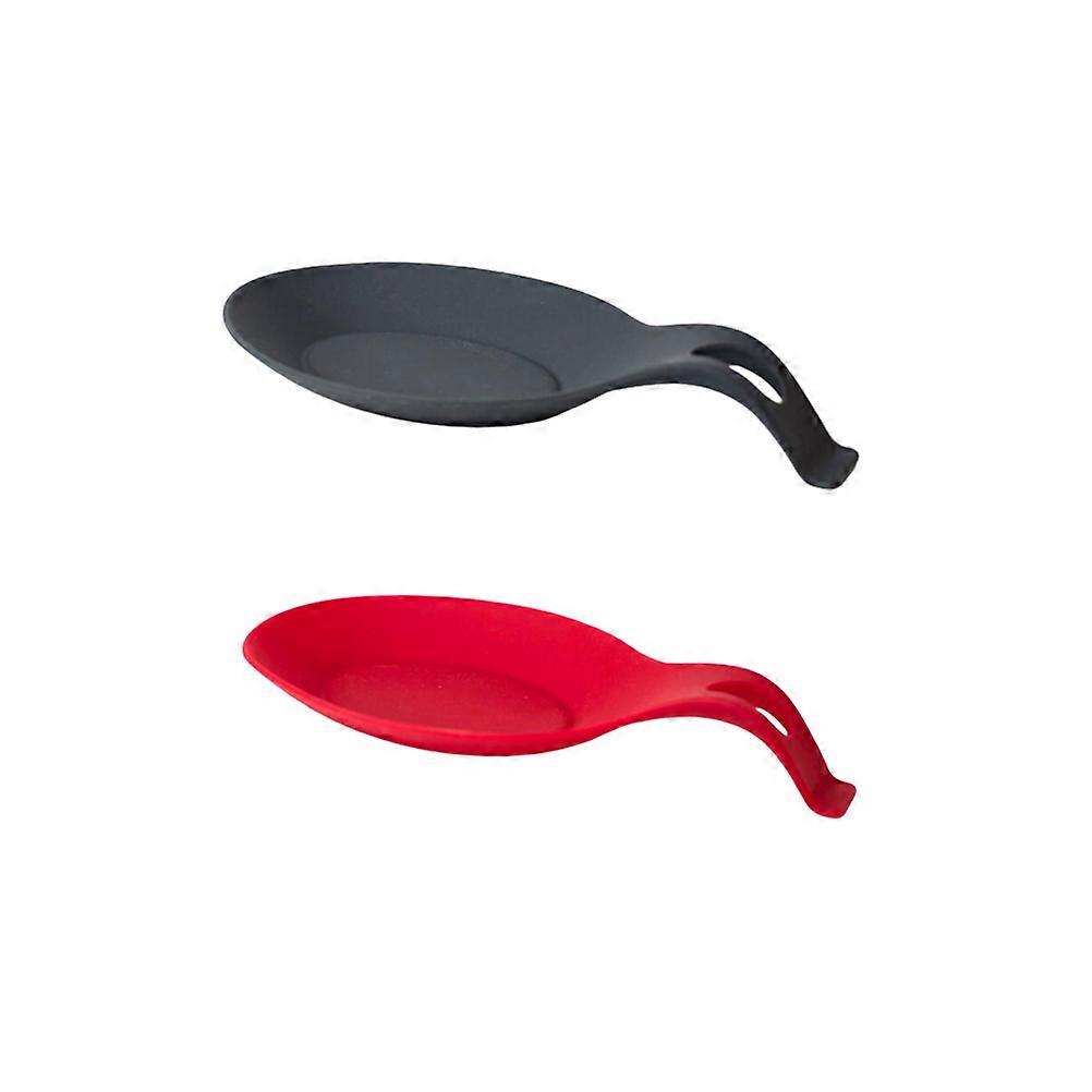 Silicone Soup Spoon Pad Heat Resistance Spoon Rest Stand 4Set for Home Kitchen Basics 19x10cm