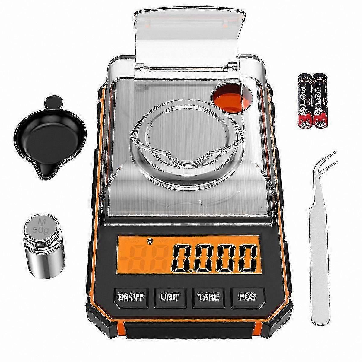 Portable Mini Scale, 50g x 0.001g Precision, Digital Pocket Scale with Calibration Weight and Electrostatic Tweezers