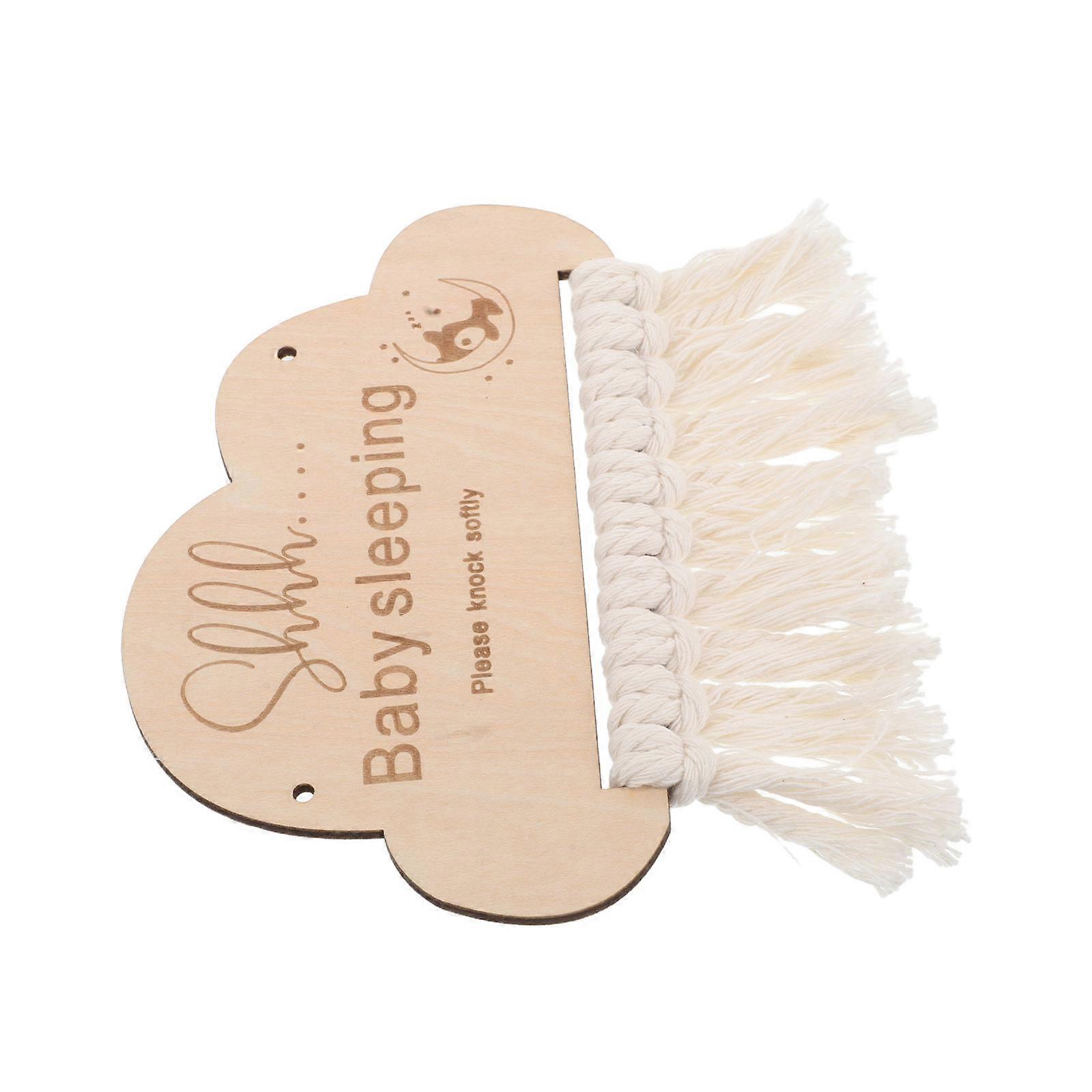 Wooden Sleeping Sign for Nursery Door – Minimalist Do Not Enter Plaque for Easy Installation, Nursery Decoration