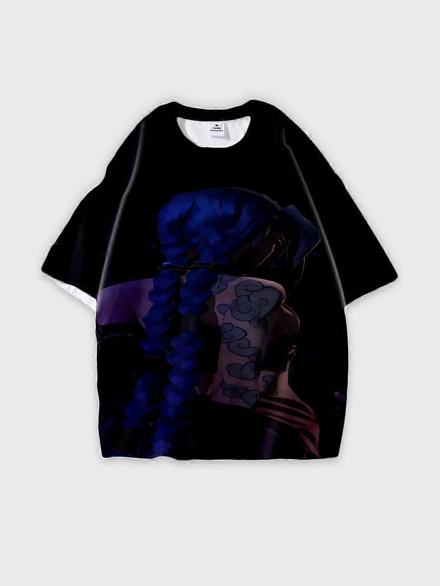T-shirt round neck Role Pattern loose short sleeve K140