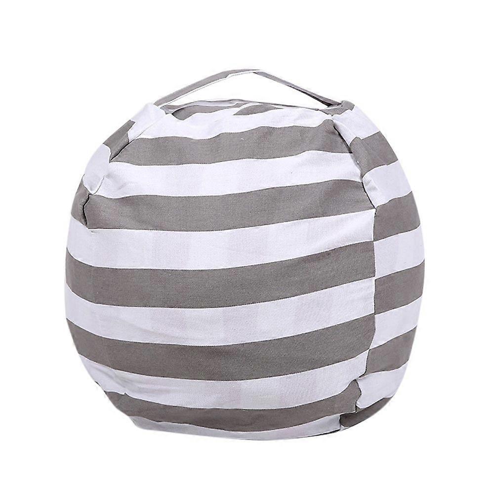 Large Capacity Spherical Shape Design Plush Toy Storage Bag Child Sofa Cushion with Handle Zipper (Large Size Grey Stripes)