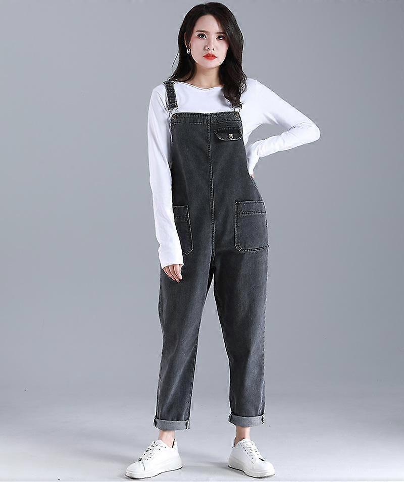 Plus Size Spring and Autumn Women's Torn Jeans Backpack Trousers Jumpsuit