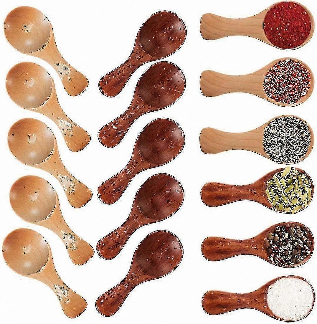 20-Pack Mini Wooden Spoons with Short Handles for Salt and Spices