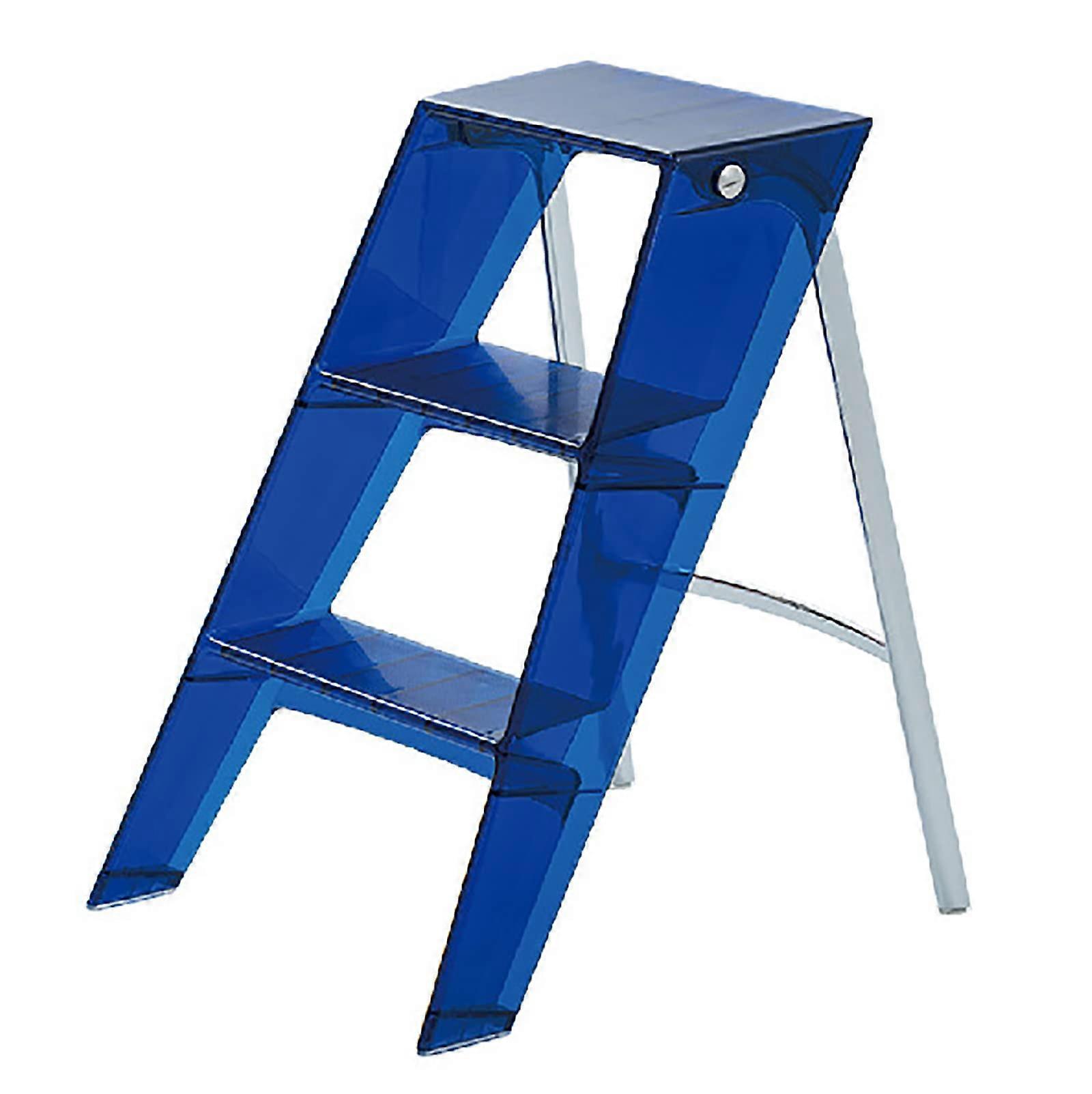 Transparent acrylic ladder shelf, threetier, nonslip, foldable, 44x59x61cm, Navy