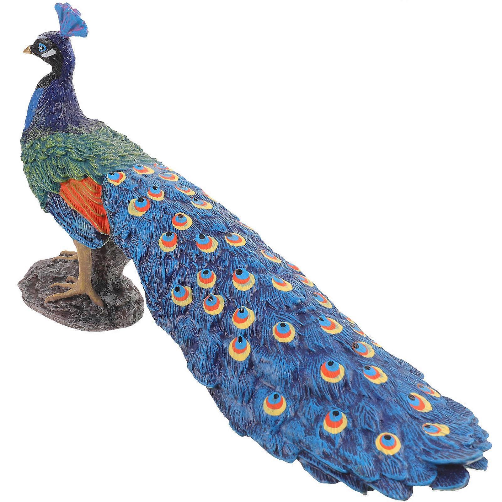 Elegant Realistic Peacock Figurine for Home, Office, and Garden Decoration – Simple Style Ornament for Fireplaces and Unique Interior Accents