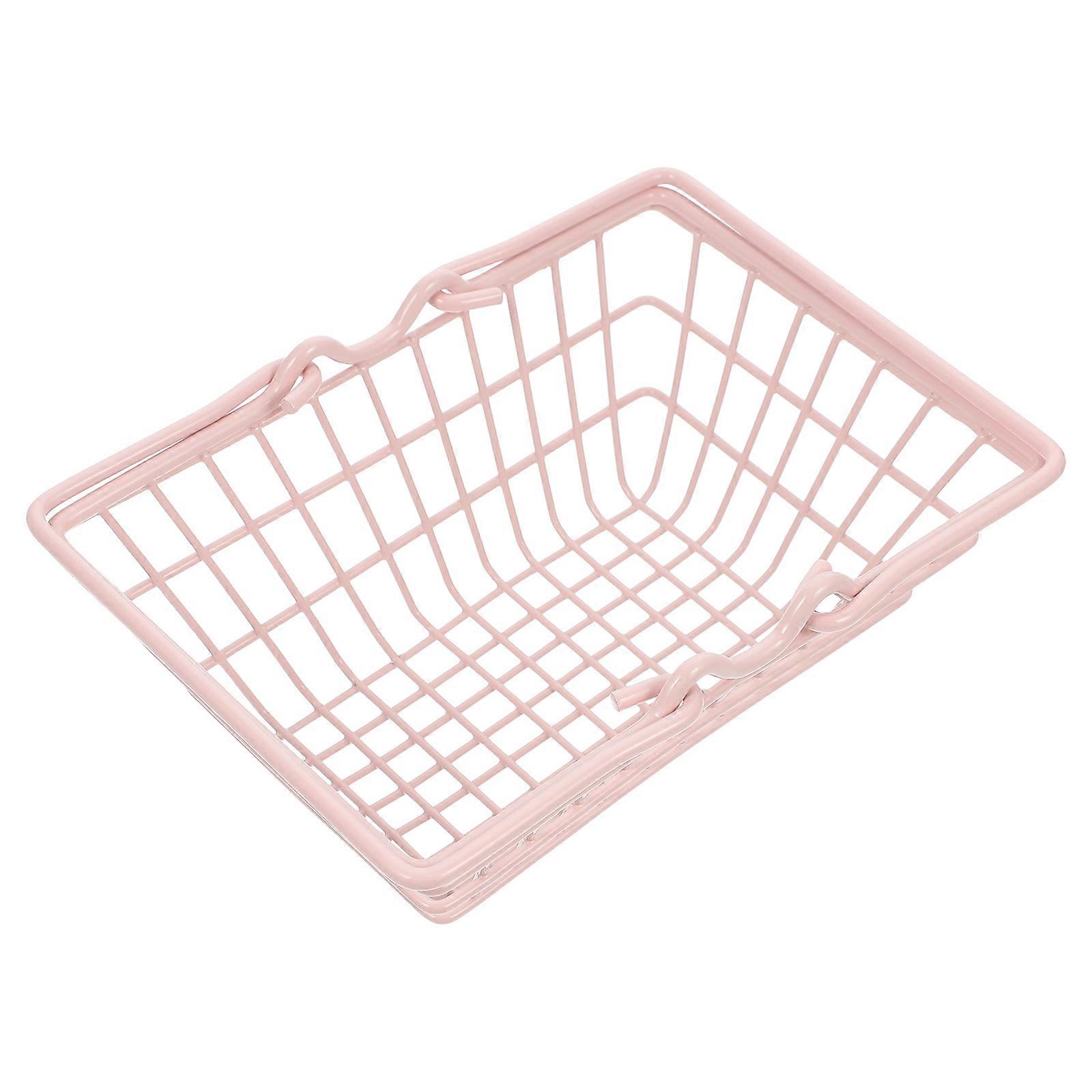 Pink Shopping Baskets Storage For Home Sundries Organization Featuring Rectangular Shape 14.5X10.5X5.5CM 1Pack