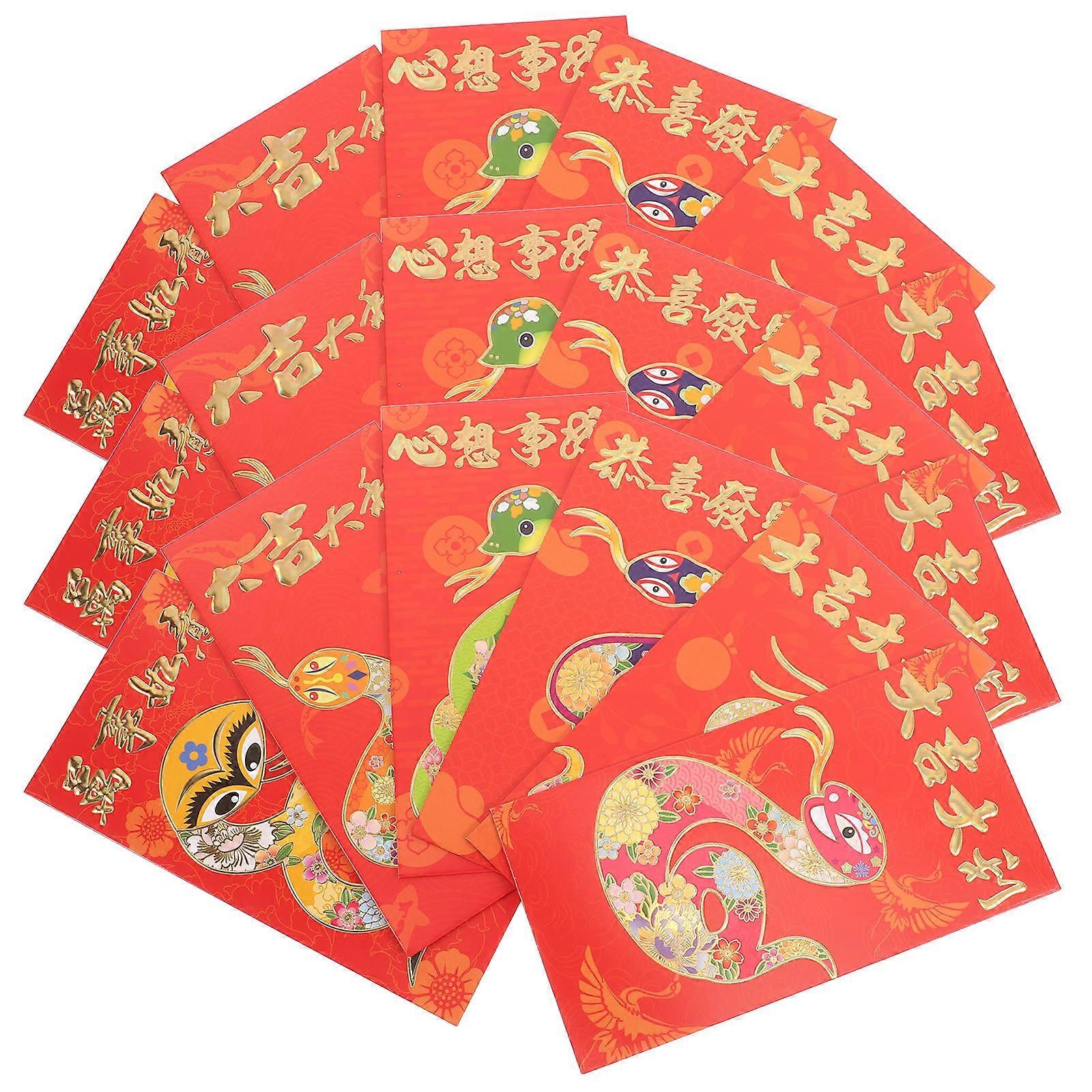 Spring Festival Red Envelopes For Year Of The Snake Money Storage Durable Material Versatile Use Assorted Color 18Pcs