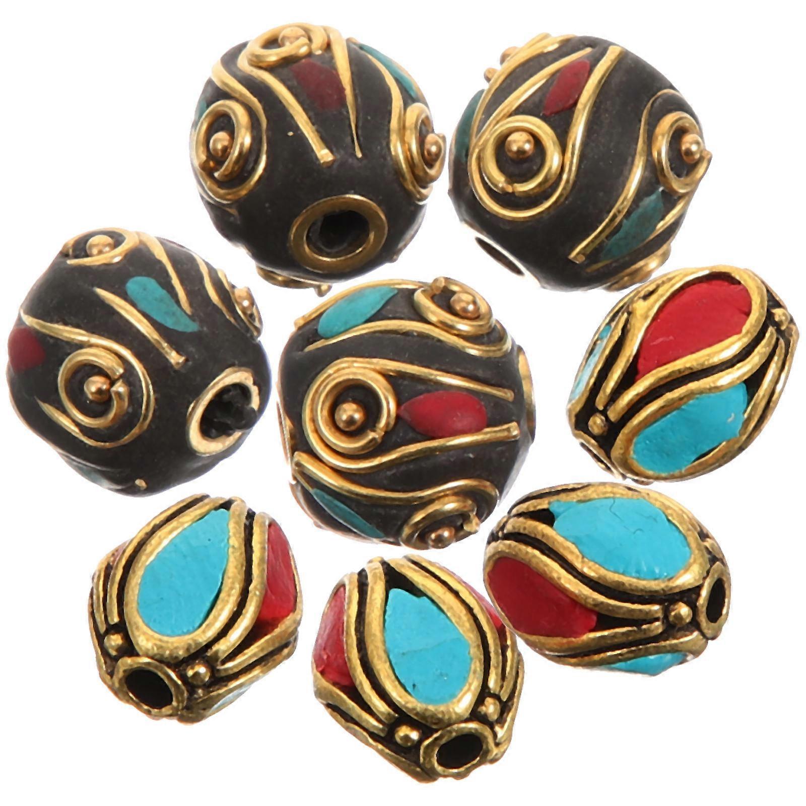 10Pcs Handmade Copper Spacer Beads for DIY Use Assorted Color Jewelry Making Buddha Style
