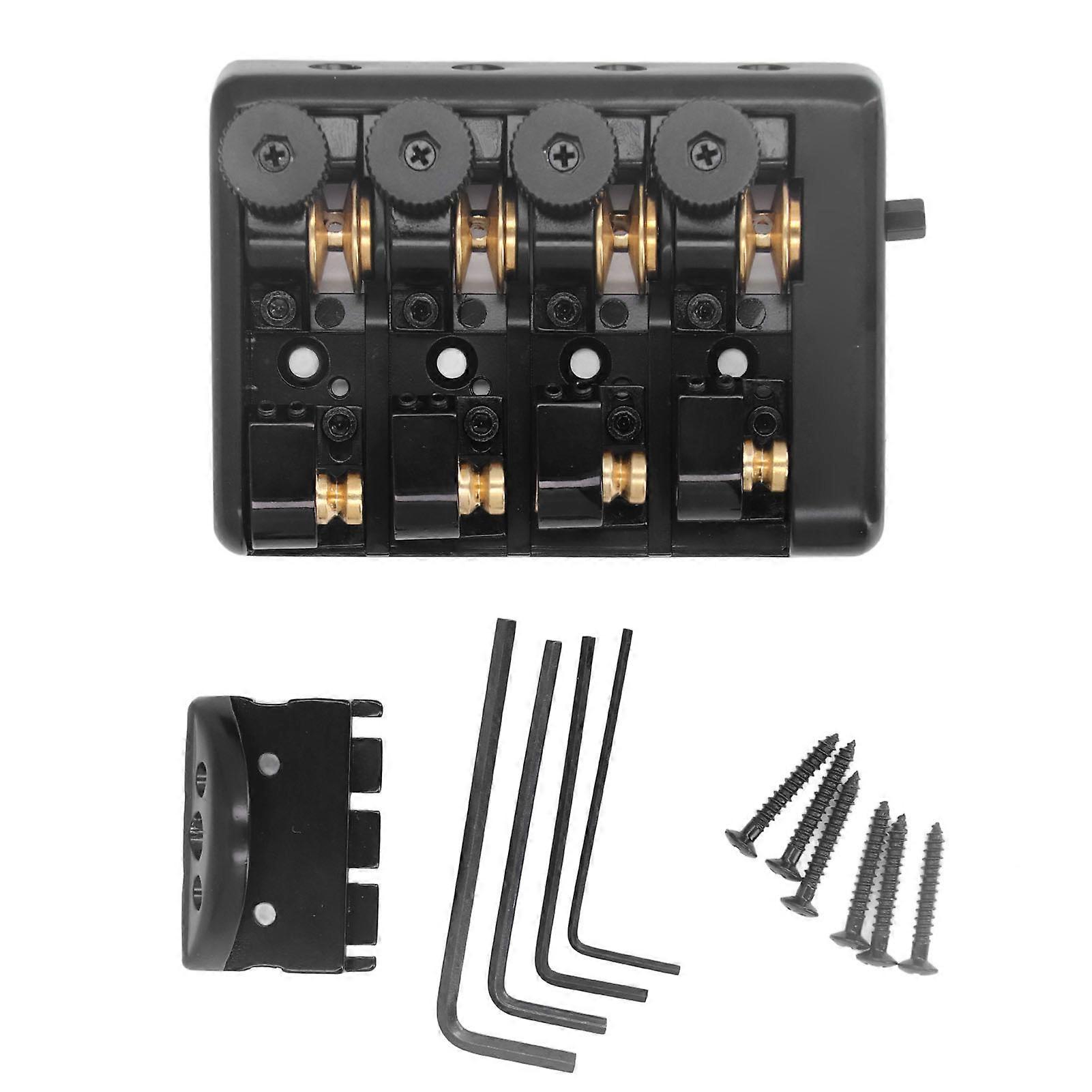 4 String Headless Electric Bass Bridge Zinc Alloy Brass Bridge Replacement with String Lock Black