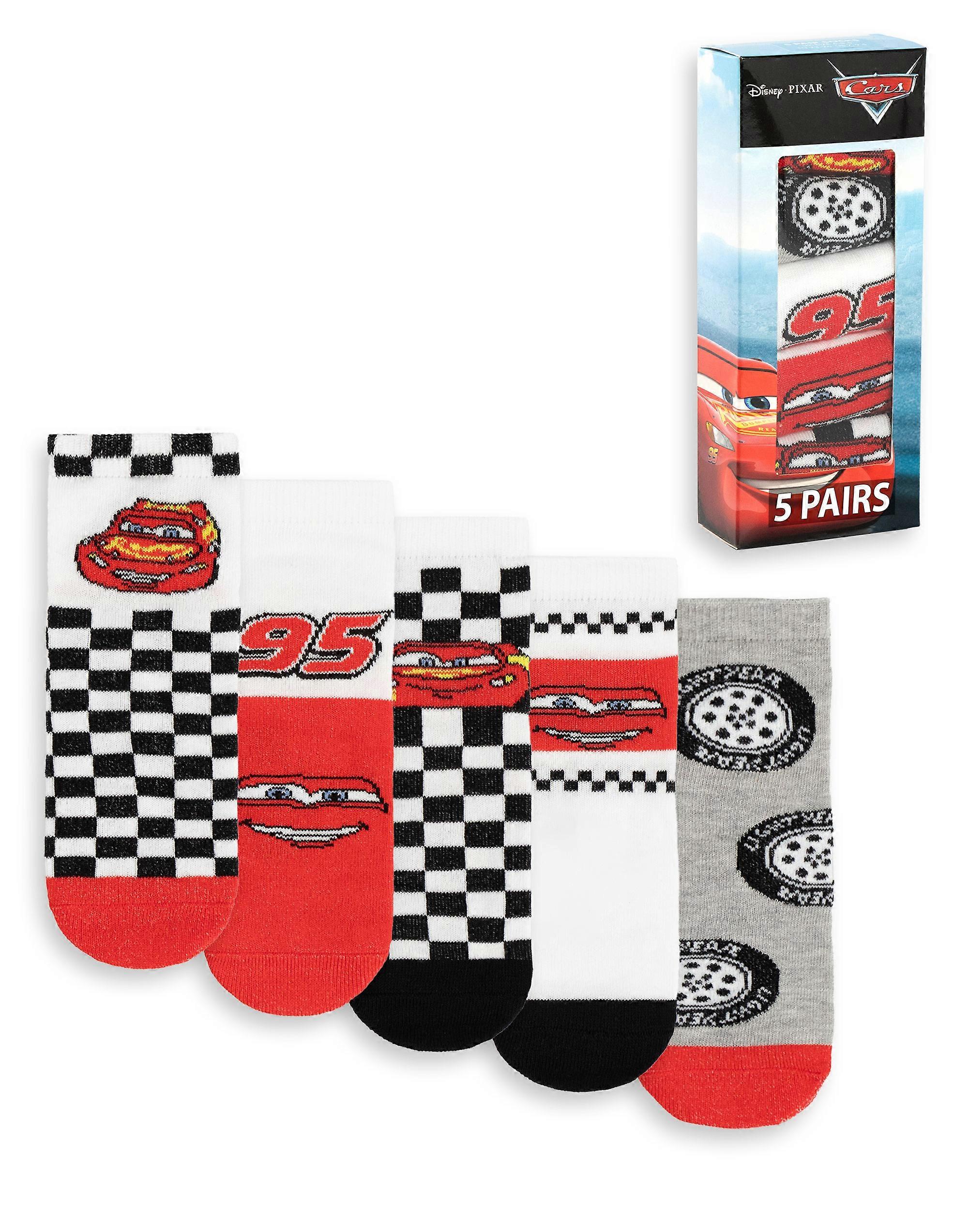 Disney Boys Calf Socks Set of 5 Multicoloured Cars