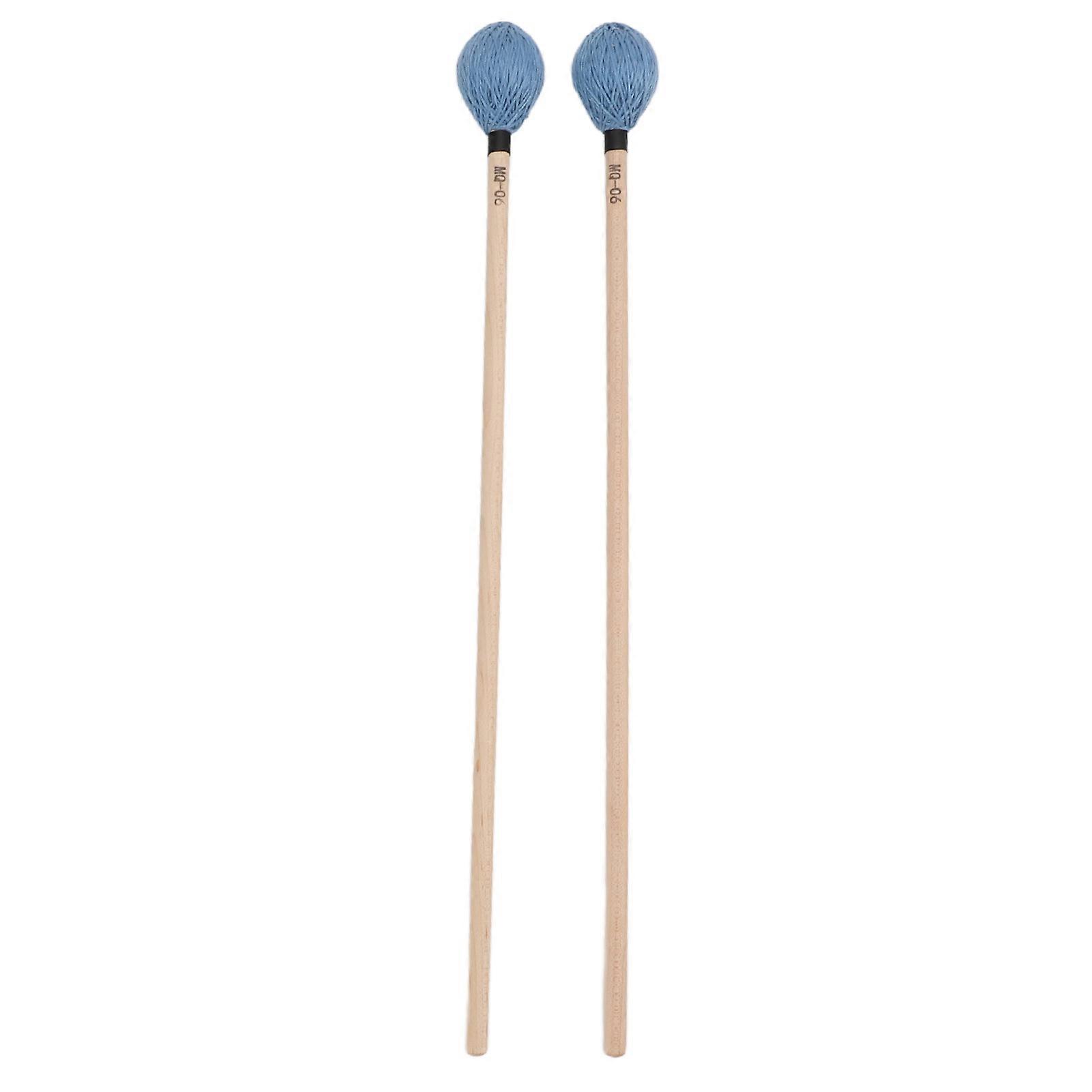 1 Pair Marimba Mallets Medium Hard Yarn Head with Maple Handle for Percussion Playing MQ‑06Blue 