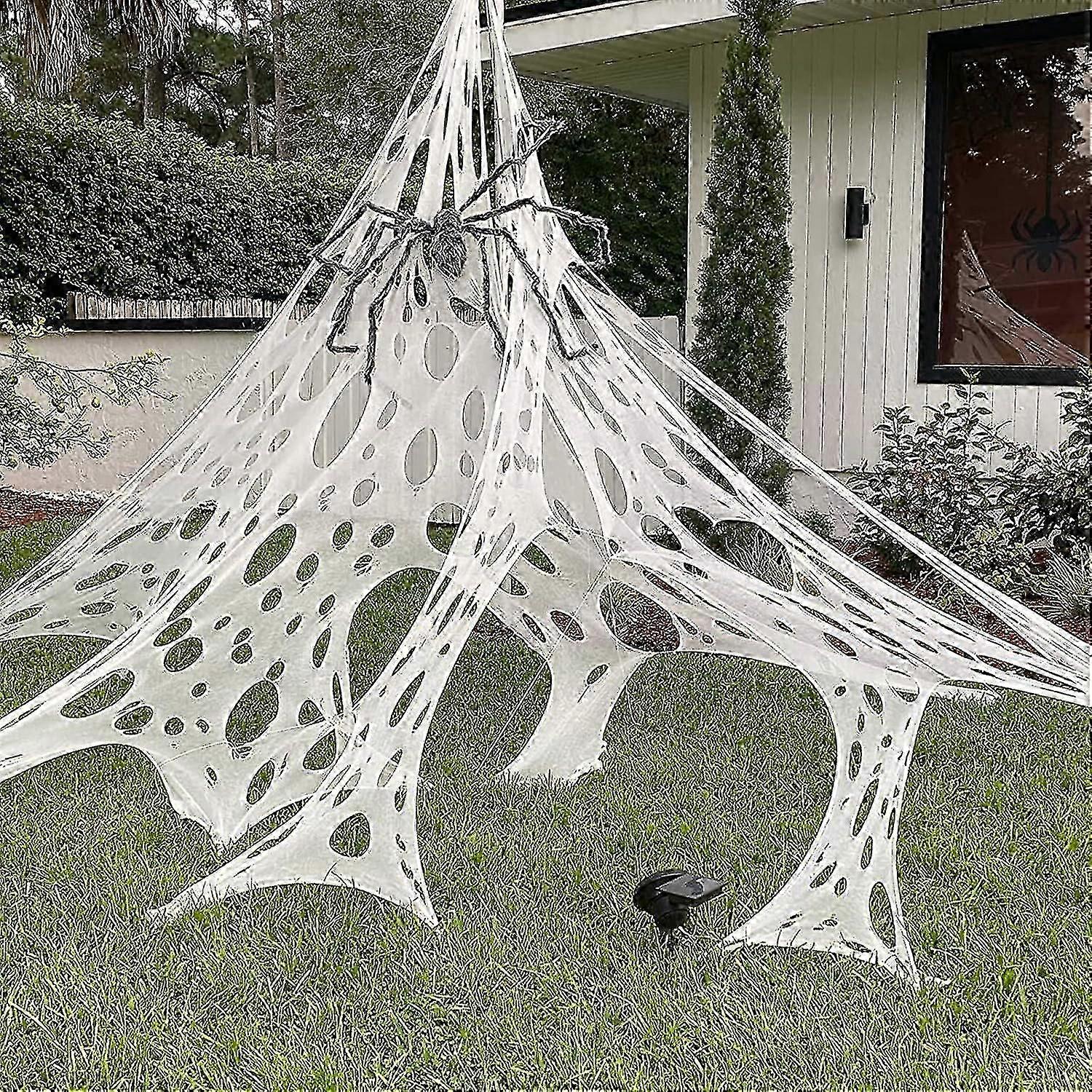 Toile d’araignée Halloween décorations extérieures, décor de toile d’araignée d’Halloween extensible géant, filet toile d’araignée en vrac pour décor d’Halloween
