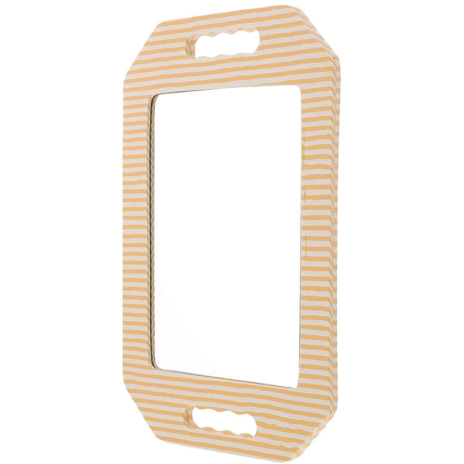 High Definition Unbreakable Barber Mirror with Foam Border Lightweight Portable Handheld Beige 12.5 x 8.5 Inches