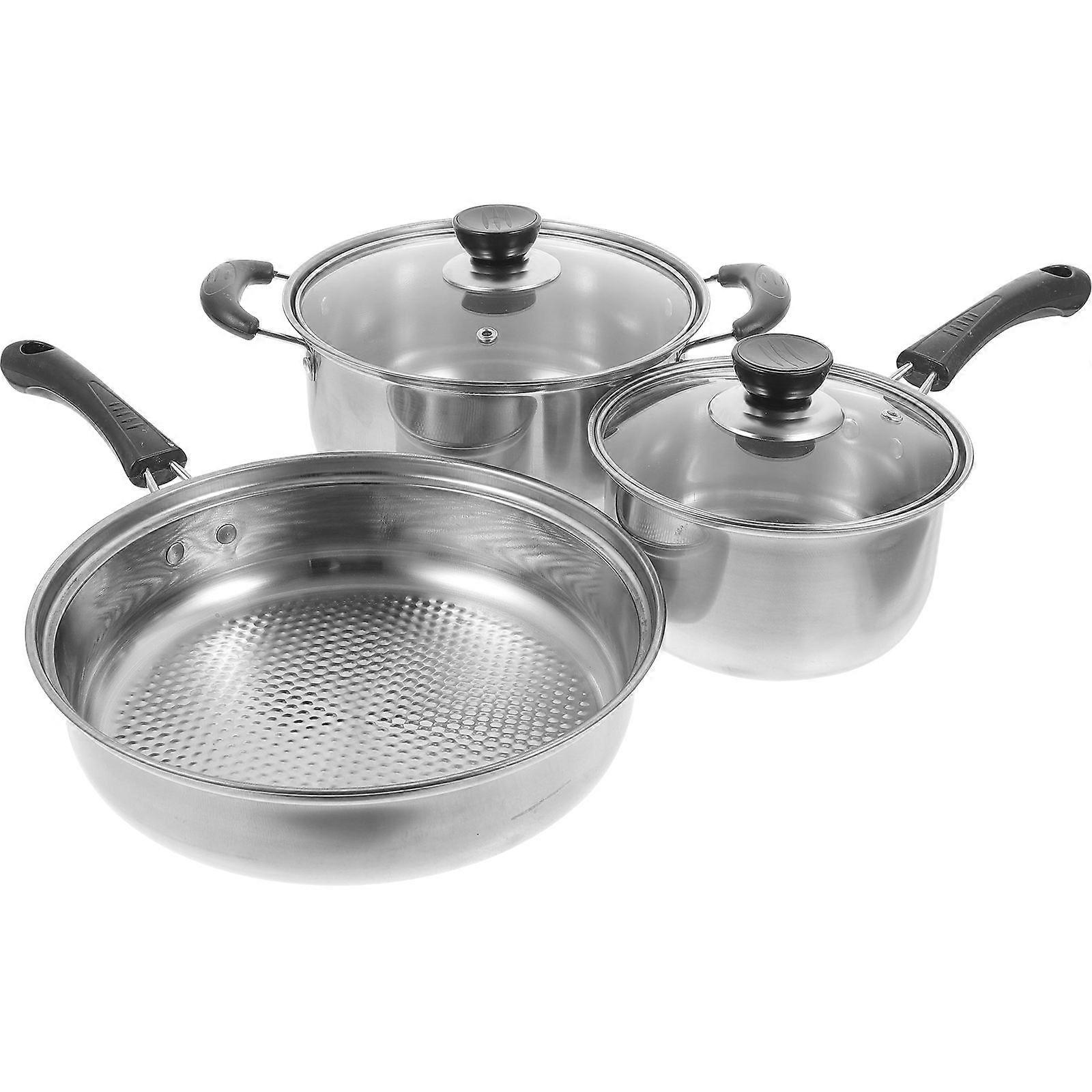 1 Set Milk Sauce Pan Soup Pot Frying Pan Compatible With Gas And Electric Stoves Handle Effortless Cleaning
