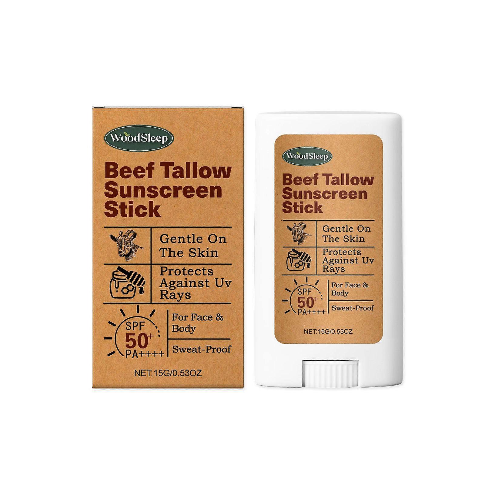 Beef Tallow Sunscreen Stick SPF 50+, Travel Size Sunscreen for Face & Body, unblock Stick for Face, Waterproof & Sweatproof Sunscreen with Honey & Bee