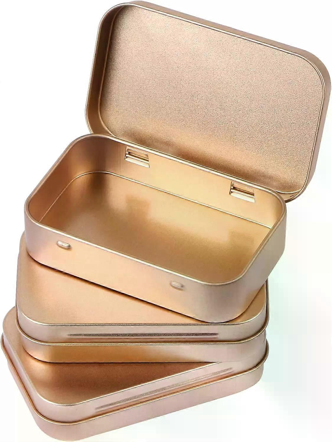 Metal Rectangular Hinged Tins Box, 3 Pack with Lid, Mini Portable Storage Containers