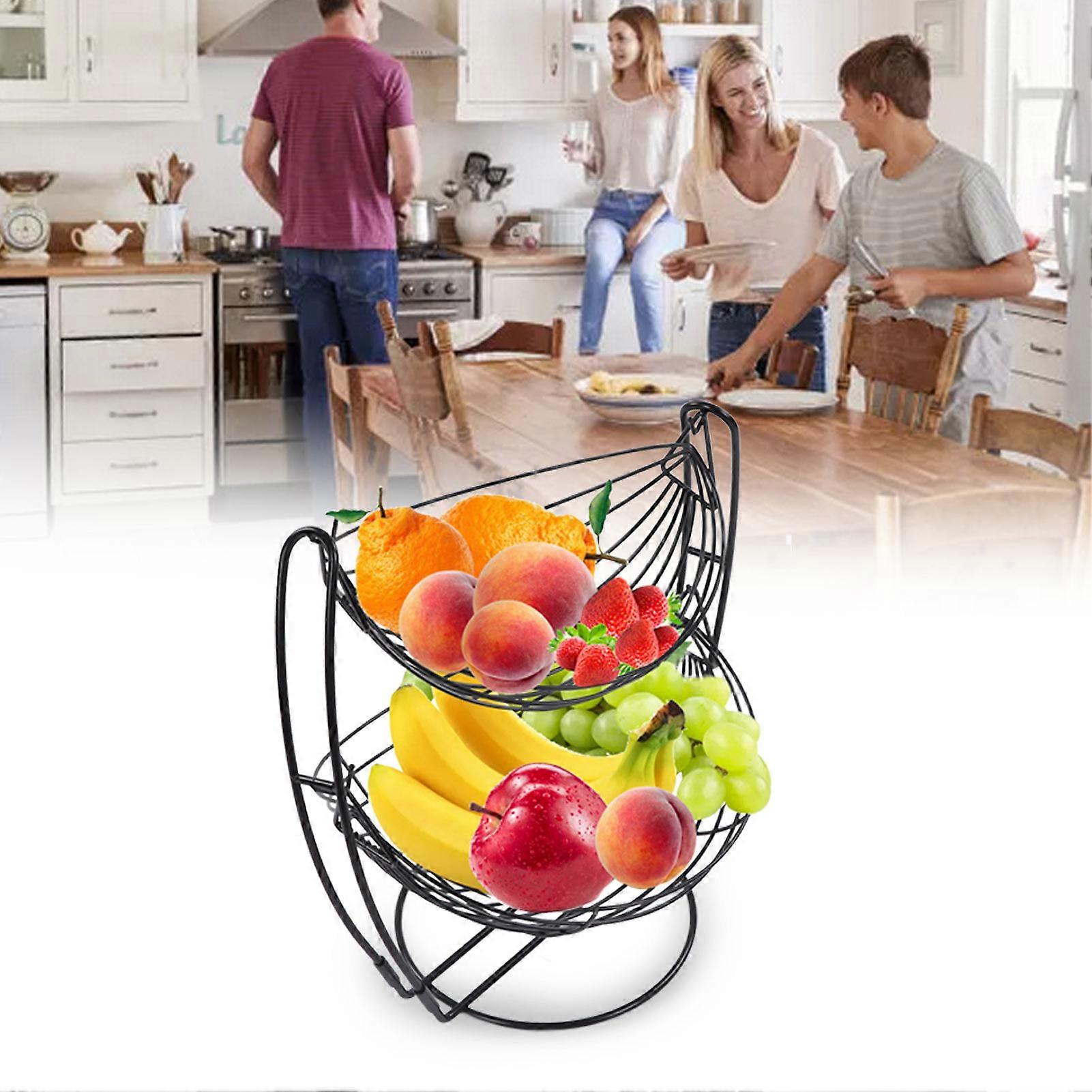 2-stufiger eiserner Hängematten-Obstkorb-Runddraht-Desktop-Halter