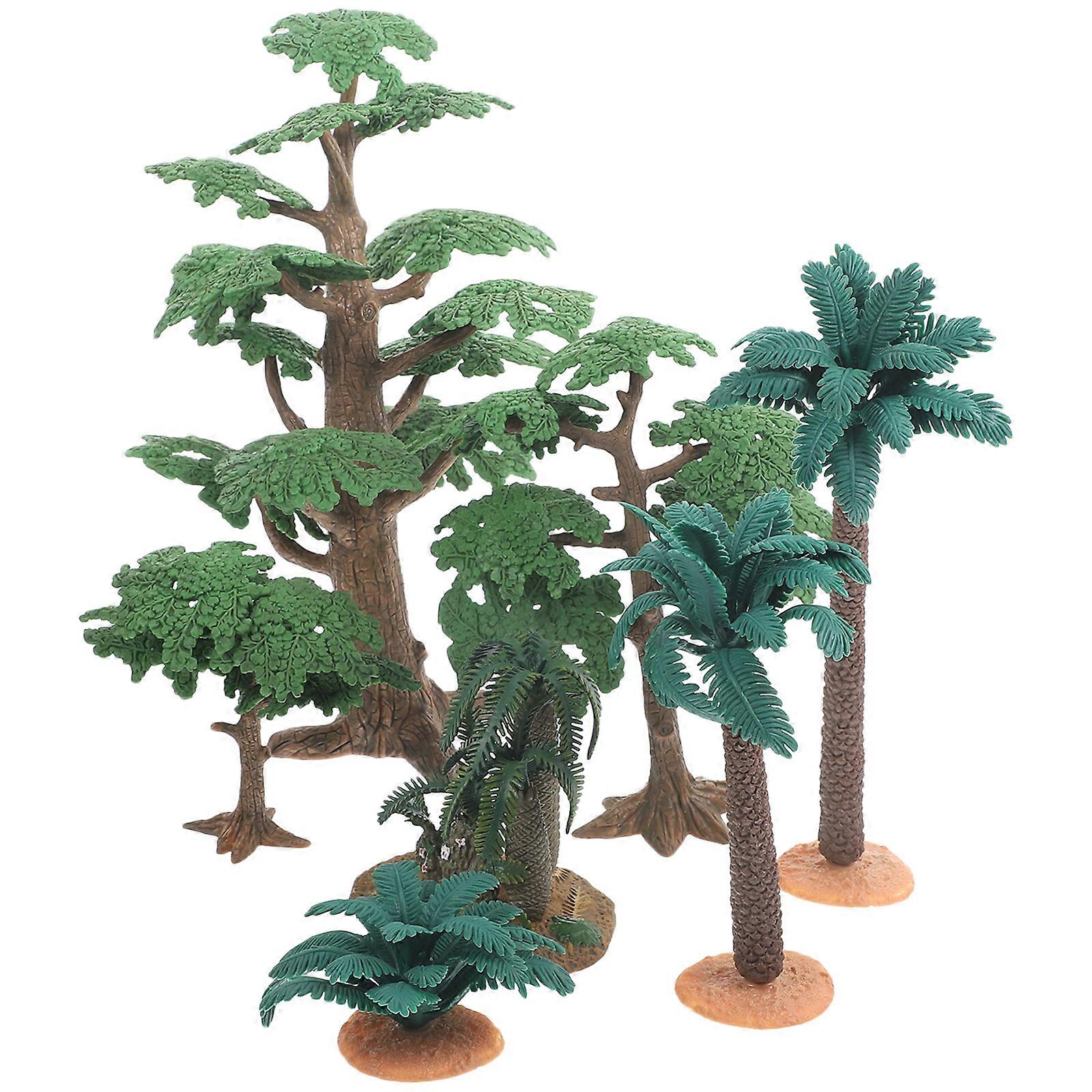 Assorted Color Miniature Plastic Trees 7Pcs Set Ideal For DIY Projects And Micro Landscape Decor 24x17x15cm