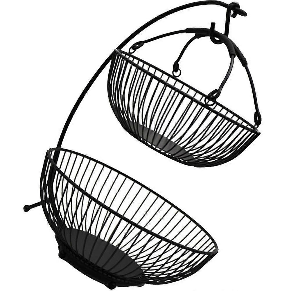 Luxurious Style Double Layer Fruit Basket For Vegetable Holding In Home Storage Container 25X25X10CM 1 Set