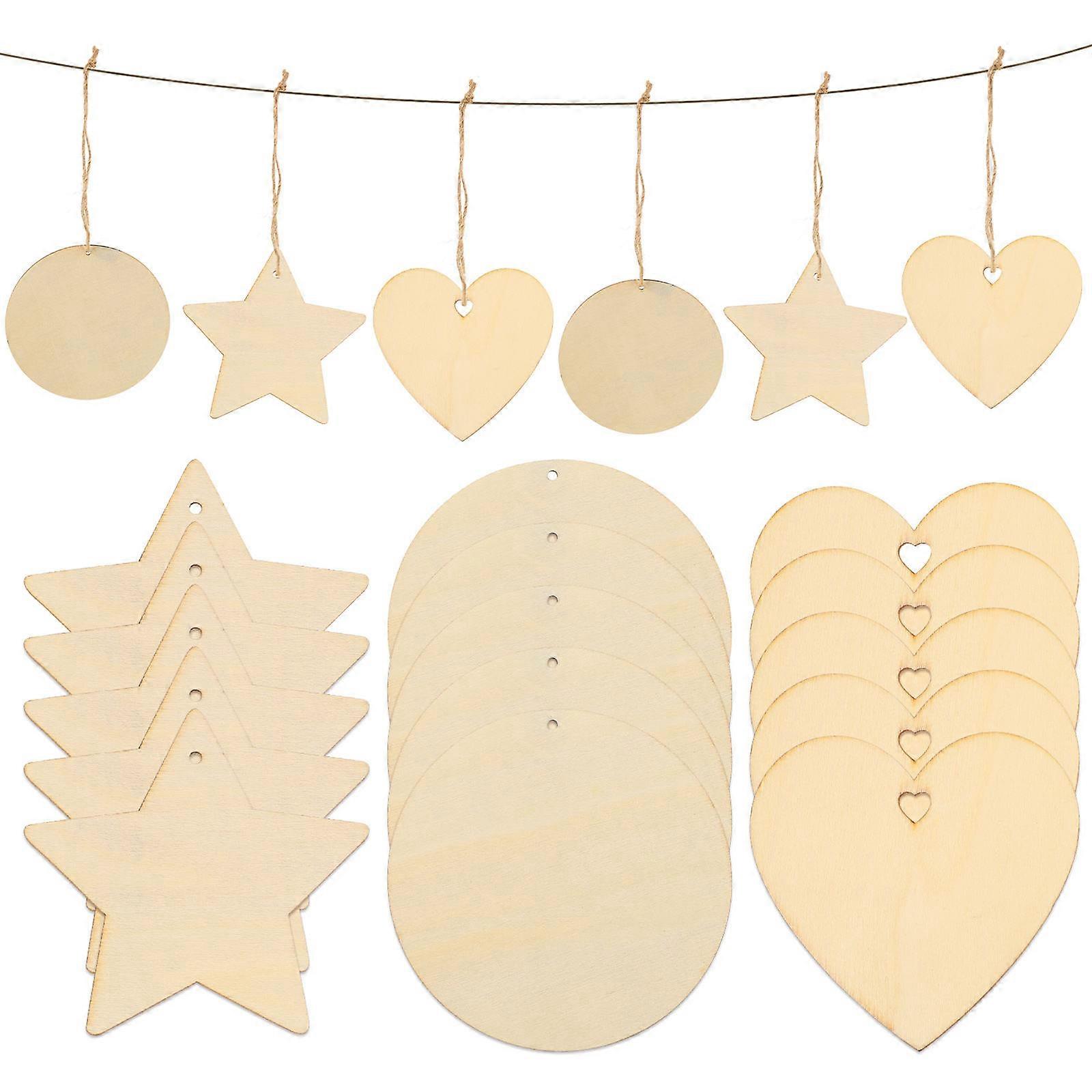 Round Wood Chips 30Pcs For DIY Projects Perfect For Crafts And Home Improvement Light Brown Color Wood Cutouts