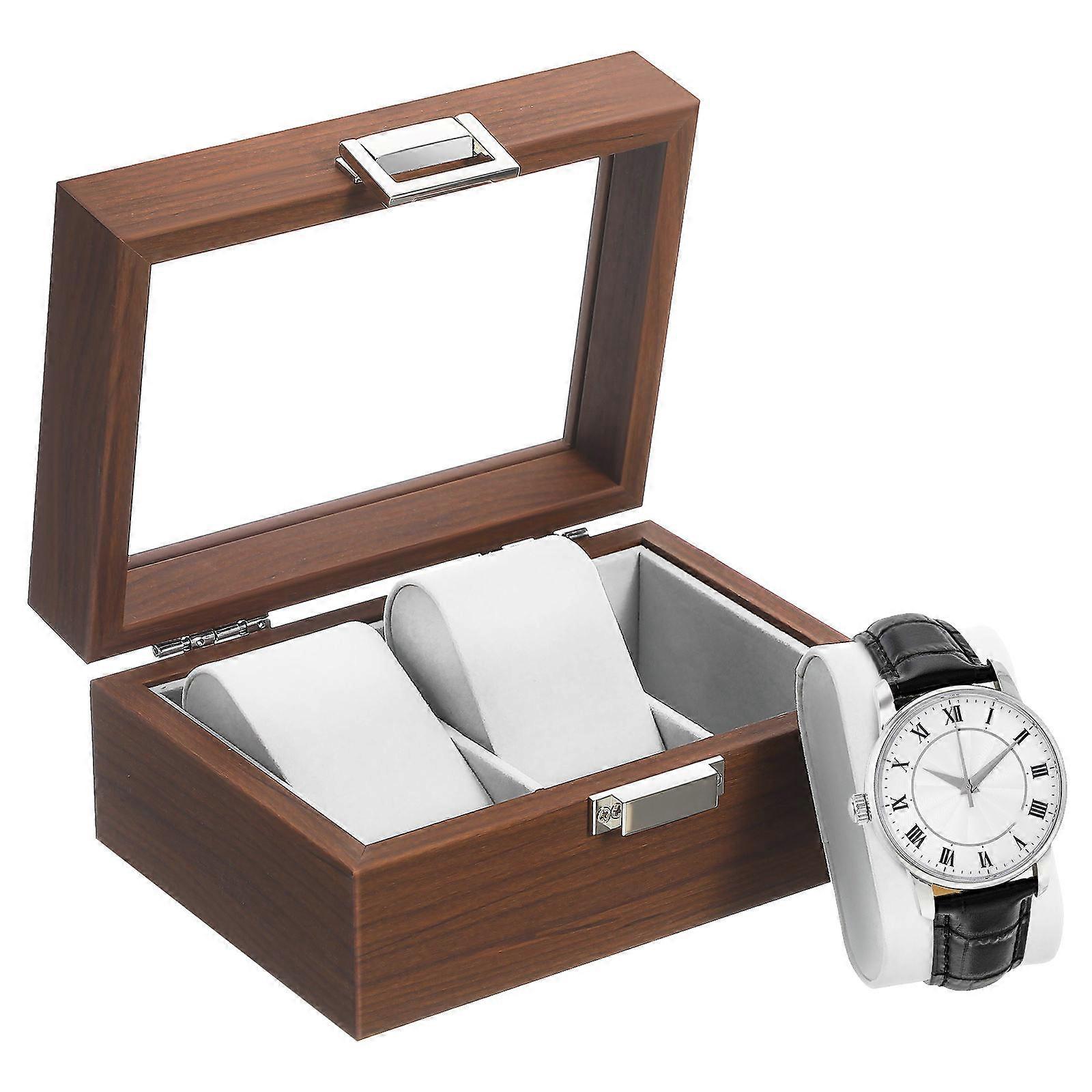 Hemoton Watch Display Case Organizer Tray Jewelry Case Holder 3 Slot with Window