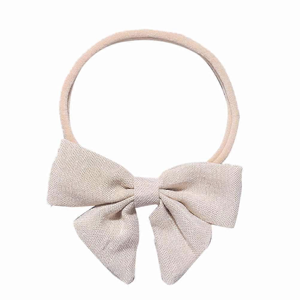Handmade Fabric Headband with Bow 1 Set Breathable and Comfortable Hair Accessory for Newborn Infant Toddler Beige