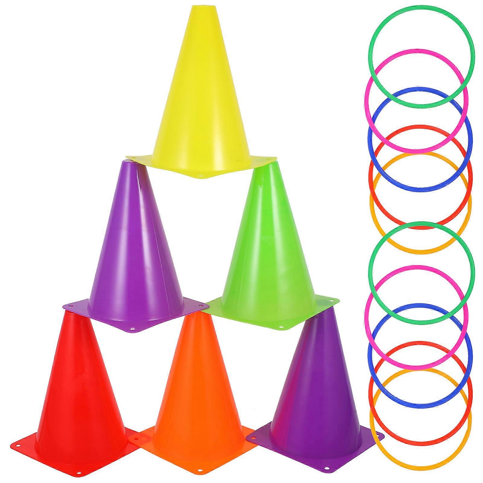 Agility Training Cones Set Durable Toss Game Rings for Sports Activities, Outdoor Games & Parties Fun Activity for Football and Active Play