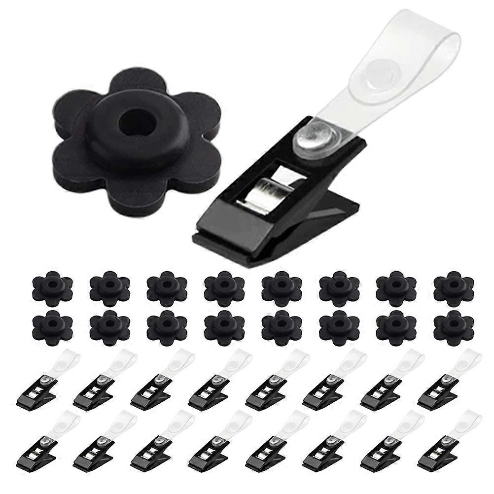 Garden Flag Holder with Clips, Durable Wind Resistant Flagpole Clamp, Easy Installation, Black
