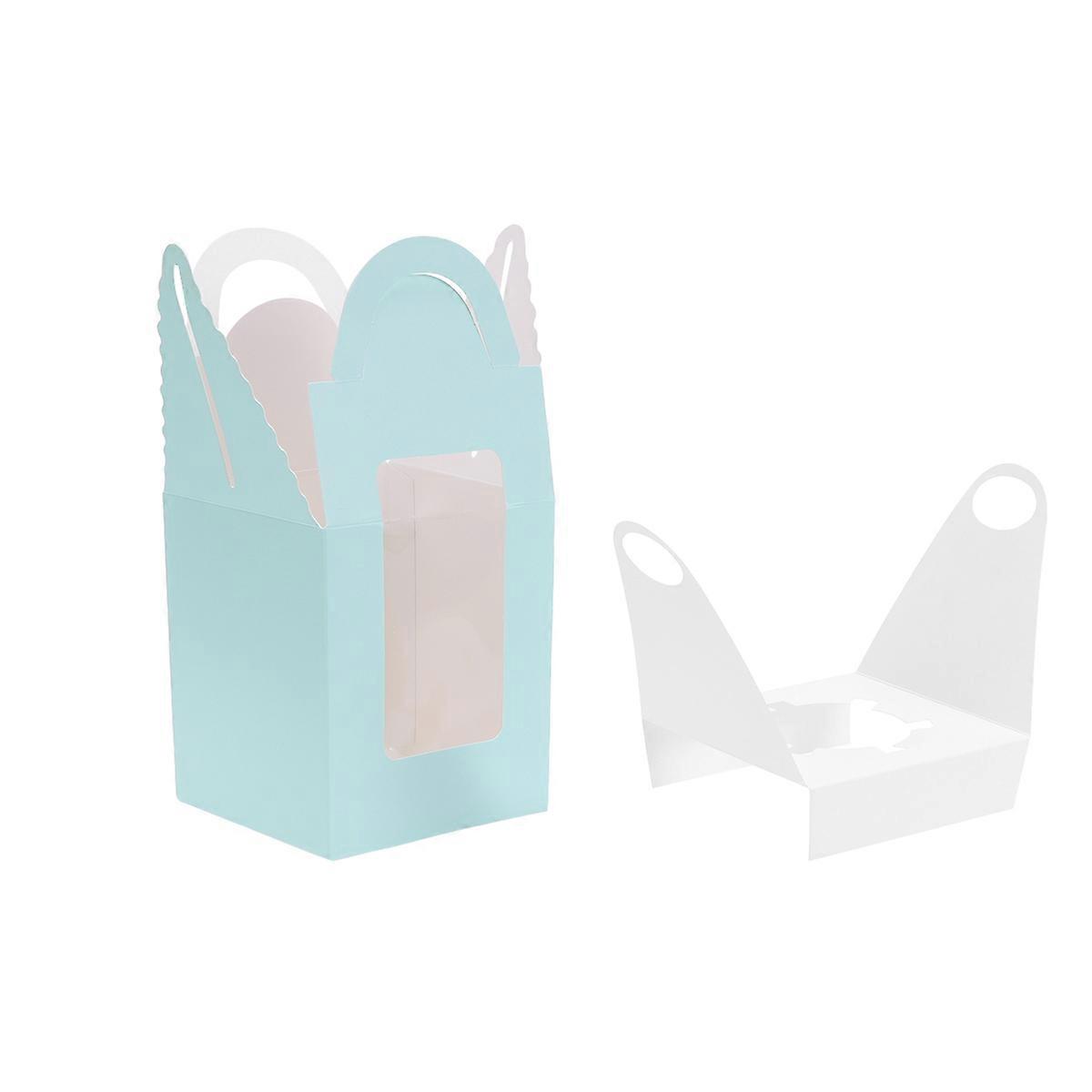 Blue Portable Cupcake Boxes with Window Design and Paper Insert for Standard Size Cupcakes 50 Pieces