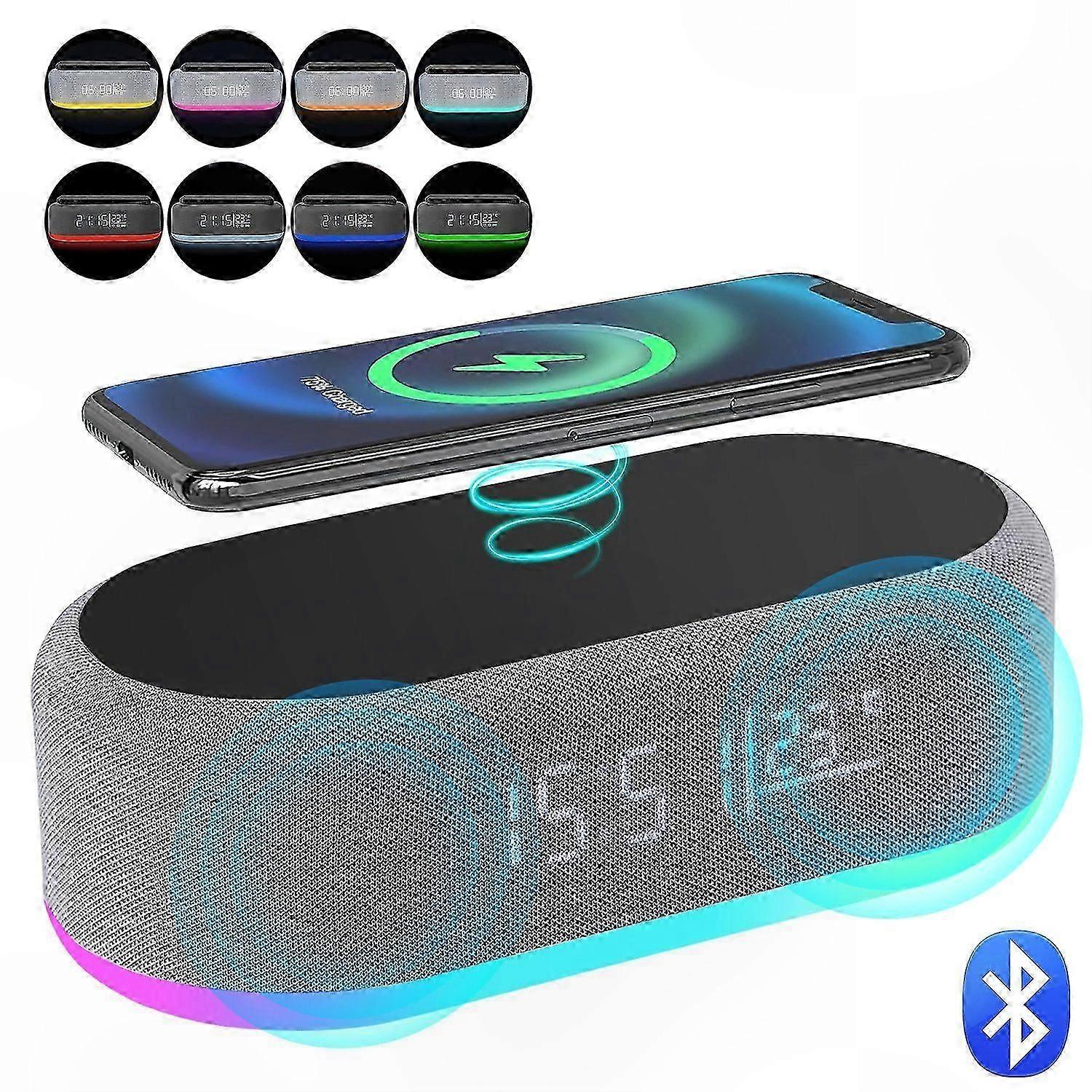 Wireless Charging Alarm Clock with Night Light and Bluetooth Audio Functionality