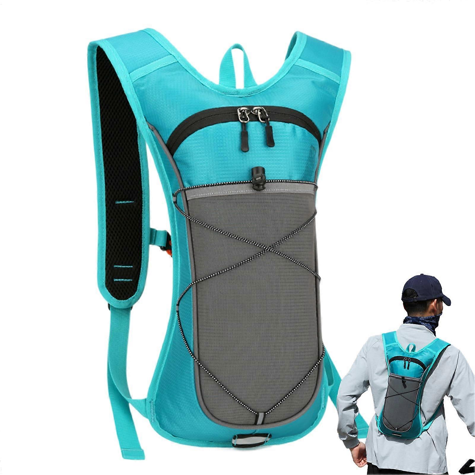 Hydration Backpack for Hiking | Nylon Hydration Bladder | Reflective Strips, Adjustable Shoulder Straps, Sky Blue, for Camping and Climbing