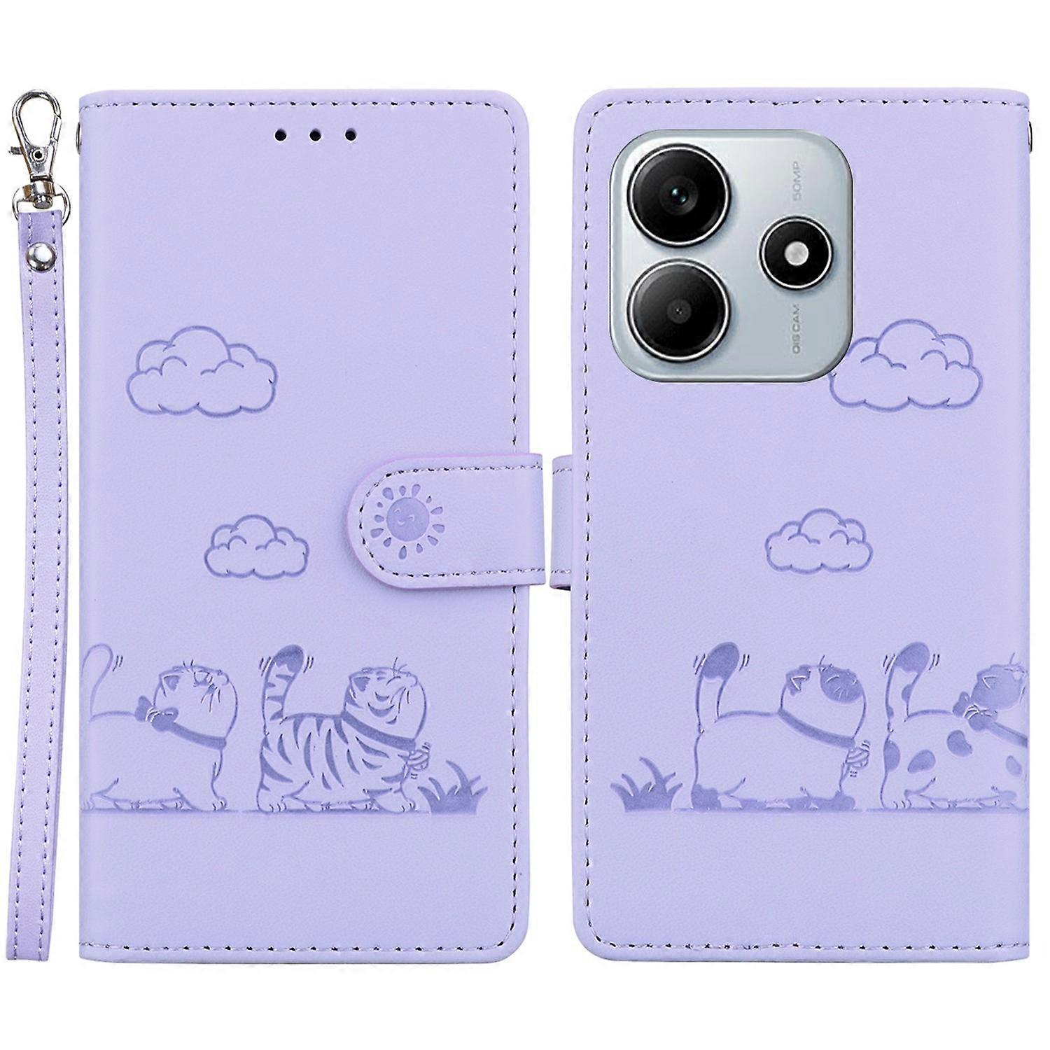 For Xiaomi Redmi Note 14 5G Case RFID Blocking Kitten Pattern TPU+PU Leather Phone Cover