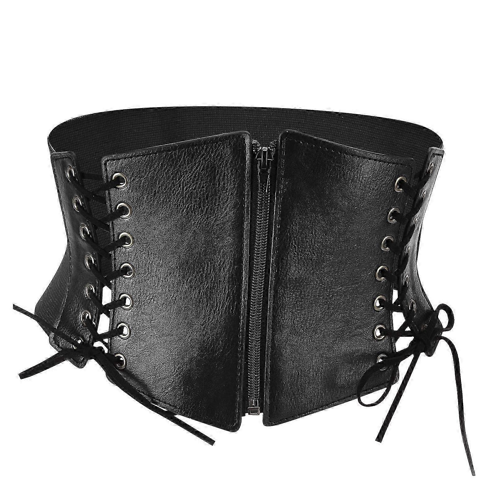 Adjustable Abdominal Binder Corset Belt with Classic Zipper Design - Stretch Fabric Waist Support for Comfortable Fit