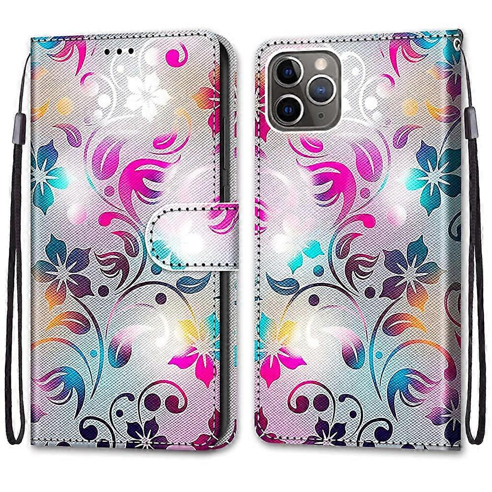 Compatible with iPhone 11 Pro (5.8') flip cover protective case  colorful pattern