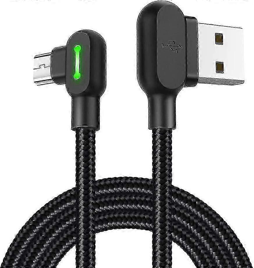 90 Right-Angle Braided Micro USB Cable (0.5m, Black)