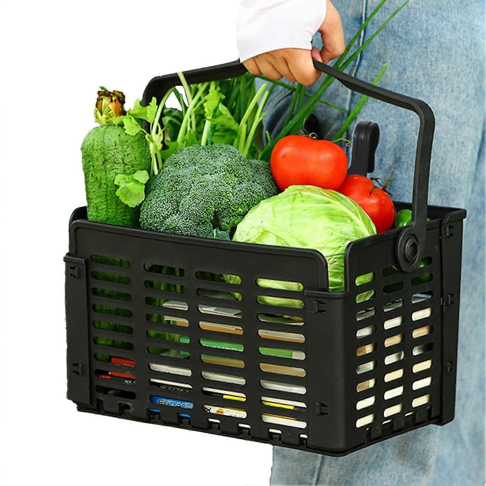 Folding Bicycle Front Basket, Detachable Handlebar Carrier with Adjustable Mount