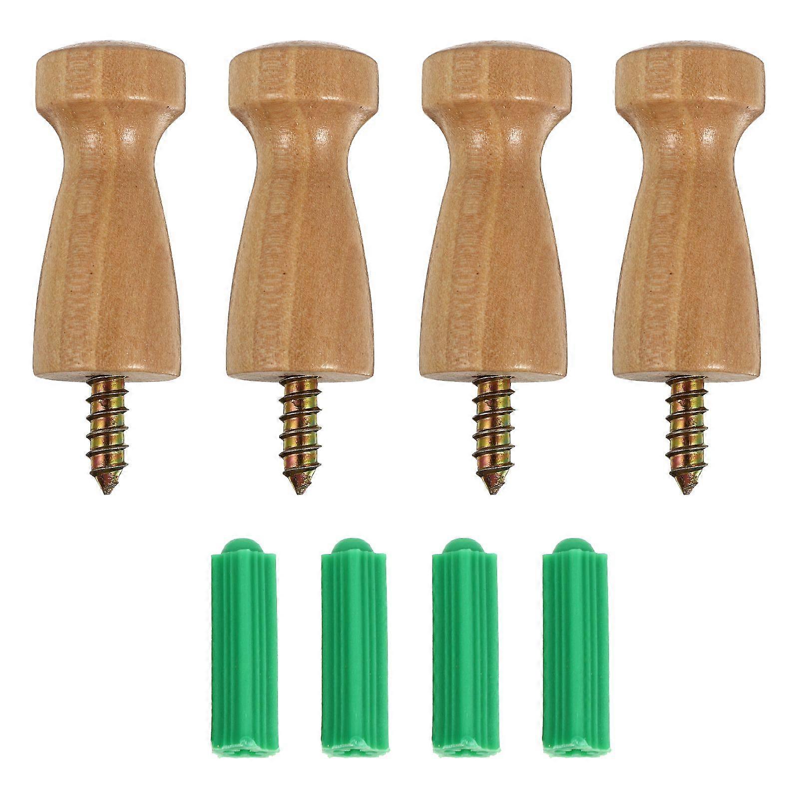 4pcs Wall Hook Wooden Creative Backpack Hanger Coat Hook Wall Mounted Hanger