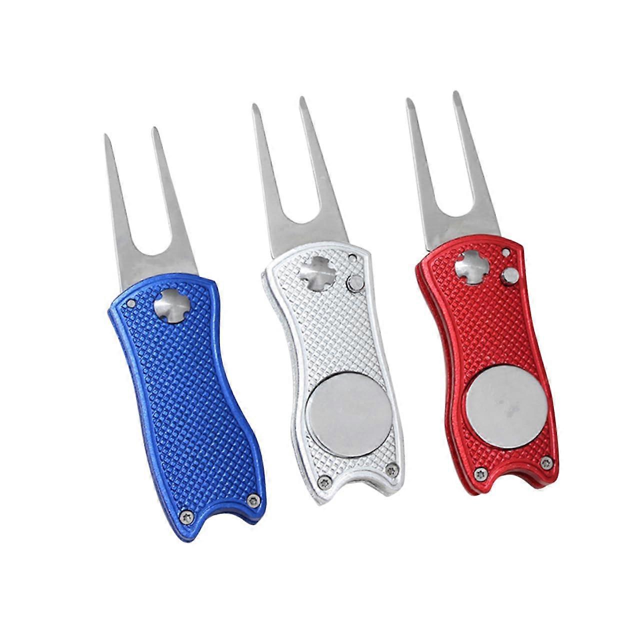 3pcs Golf Divot Tool Kit Ball Divot Tool Marker Portable and Foldable Golf Accessories