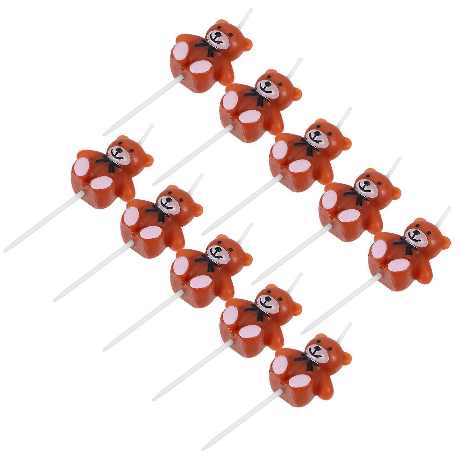 Bear Candles 10pcs Set NonSmoking Candles for Birthday Cake Decorations