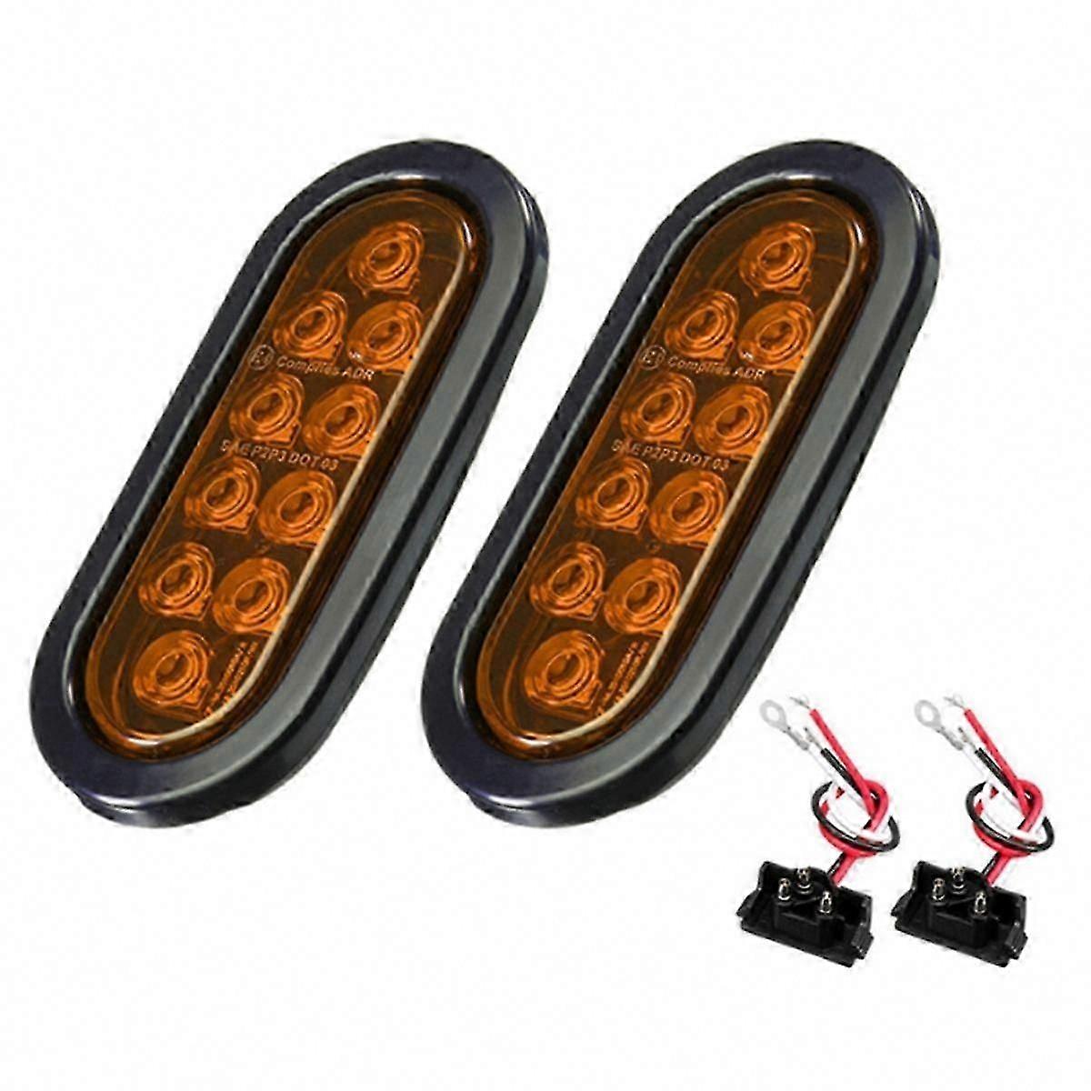 12V Universal Car LED Brake Lights Turn Signal Bulbs 10LED Oval Plug for Most Vehicles