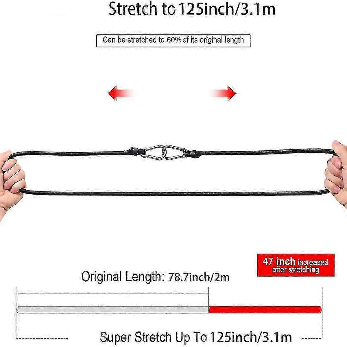 2m Heavy-Duty Elastic Bungee Cords with Strong Hooks for Securing Tarps, Bikes, Cars, and Luggage