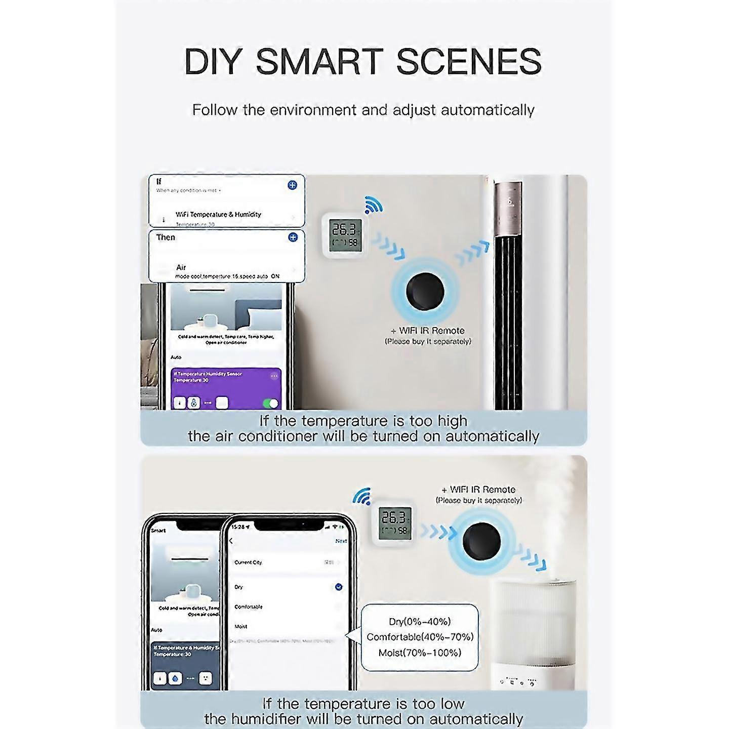 For Tuya Zigbee Temperature Humidity Sensor With Lcd Screen Smart