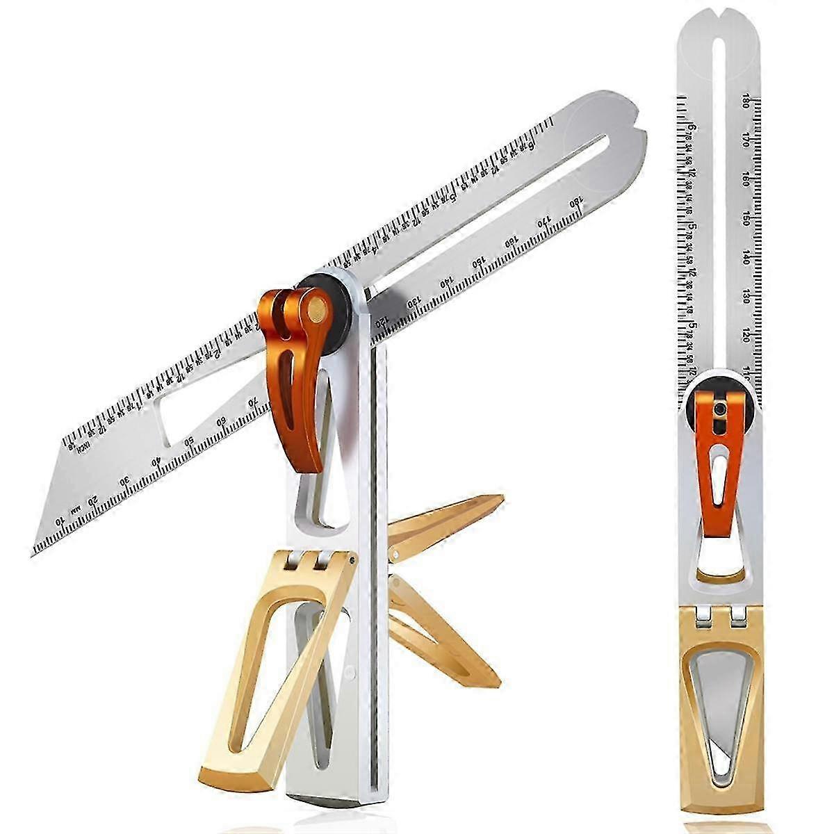 Stainless Steel Dovetail Clamps, Precise 1:6 and 1:8 Slopes for Woodworking -T-Bevel Sliding Angle Ruler Protractor