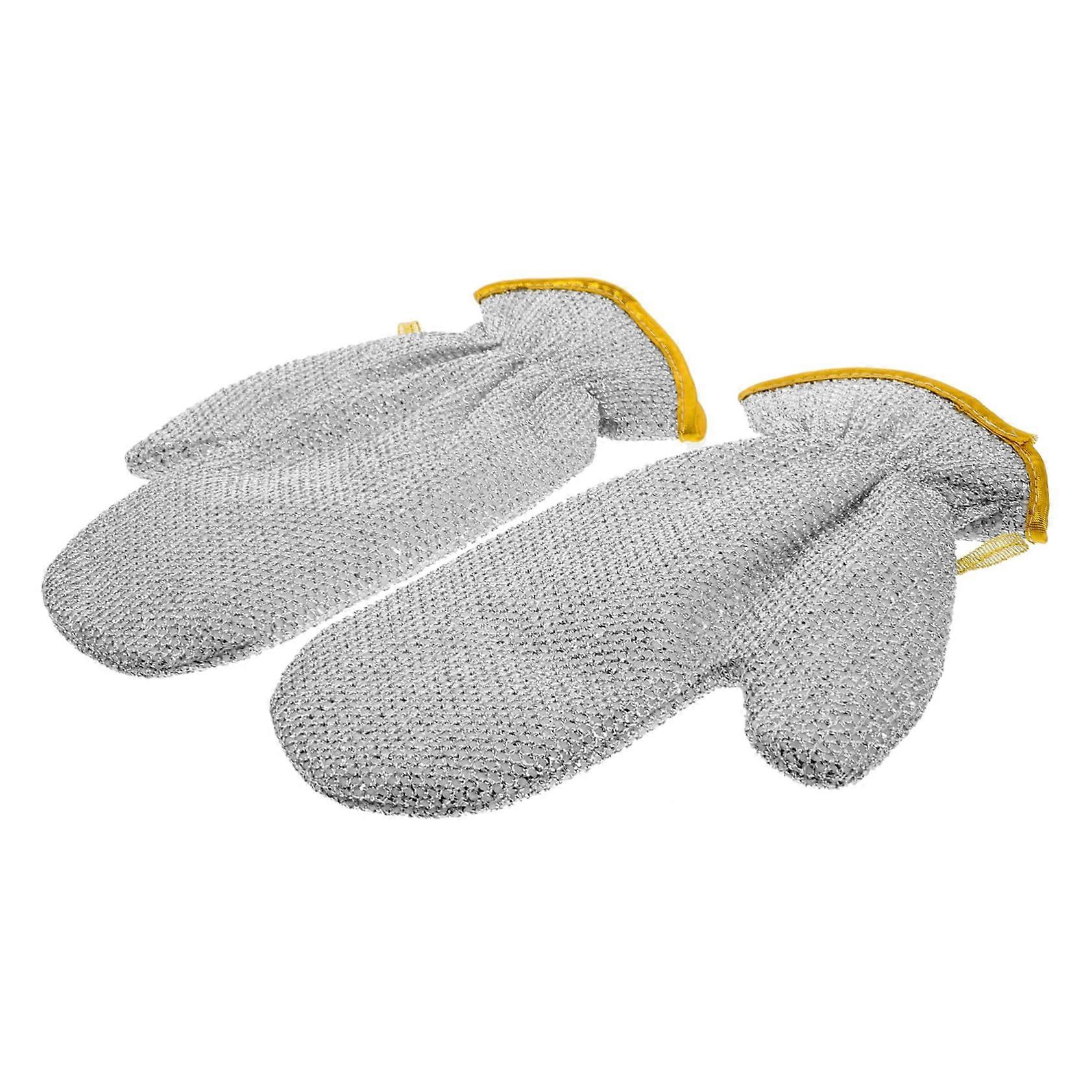 2pcs Dish Washing Gloves Scald Aluminum Kitchen Cleaning Gloves Dish Scrubber Housework